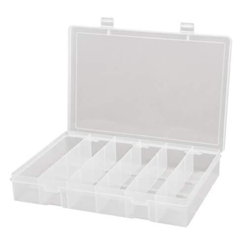 Compact Polypropylene Compartment Cases, 13-1/8" W x 9" D x 2-5/16" H, 6 Compartments Chandler Sales