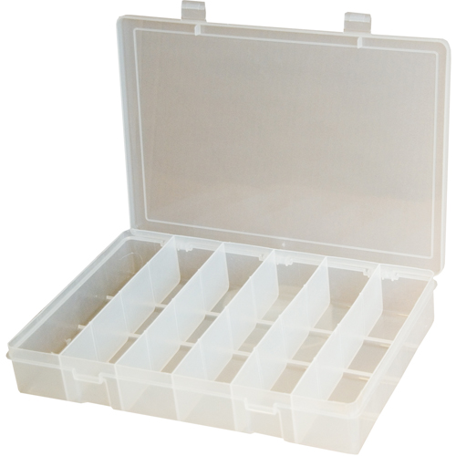 Compact Polypropylene Compartment Cases, 11" W x 6-3/4" D x 1-3/4" H, 6 Compartments Chandler Sales