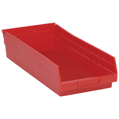 Shelf Bins, 8-3/8" W x 4" H x 17-7/8" D, Red, 40 lbs. Capacity Chandler Sales