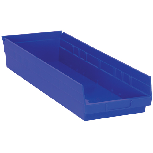 Shelf Bins, 8-3/8" W x 4" H x 23-5/8" D, Blue, 50 lbs. Capacity Chandler Sales