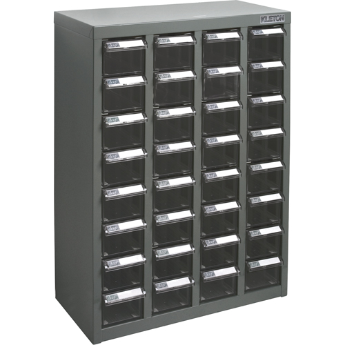 Casiers pour pi&egrave;ces KPC-500, Acier galvanis&eacute;, 32 tiroirs, 18-1/10" x 8-7/10" x 25-3/5", Gris Chandler Sales