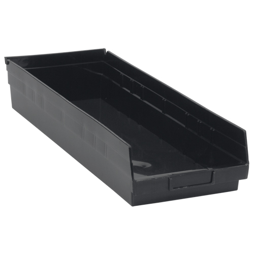 Economy Shelf Bin, 8-3/8" W x 4" H x 23-5/8" D, Black, 60 lbs. Capacity Chandler Sales