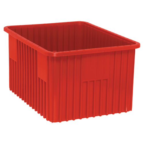 Contenants Divider Box, Plastique, 22,5" la x 17,5" p x 12" h, Rouge Chandler Sales