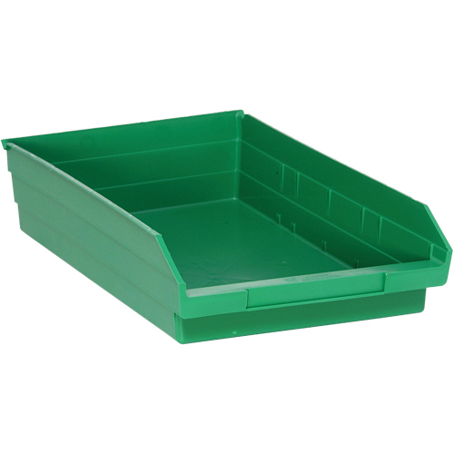 Shelf Bins, 11-1/8" W x 4" H x 17-7/8" D, Green, 40 lbs. Capacity Chandler Sales