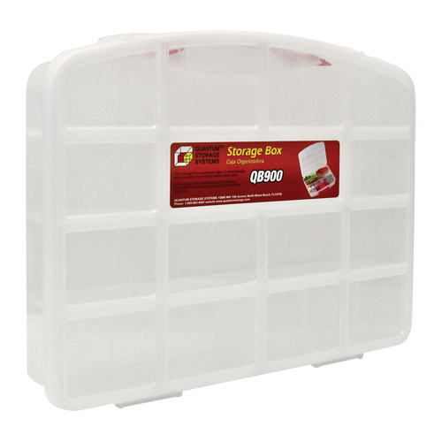 Clear Compartment Storage Box, 13" W x 10-1/4" D x 2-3/8" H, 10 Compartments Chandler Sales