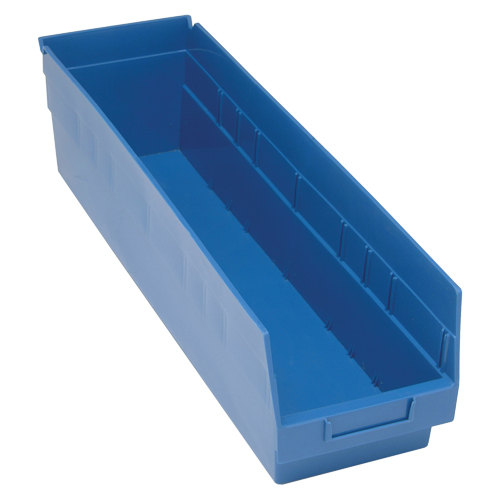 Store More Plastic Shelf Bins, 6-5/8" W x 6" H x 23-5/8" D, Blue, 90 lbs. Capacity Chandler Sales