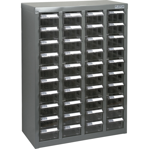 KPC-600 Parts Cabinet, Galvanized Steel, 40 Drawers, 18-3/10" x 8-7/10" x 25-3/10", Grey Chandler Sales
