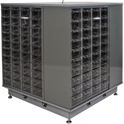 KPC-600 Parts Cabinet, Galvanized Steel, 40 Drawers, 18-3/10" x 8-7/10" x 25-3/10", Grey Chandler Sales