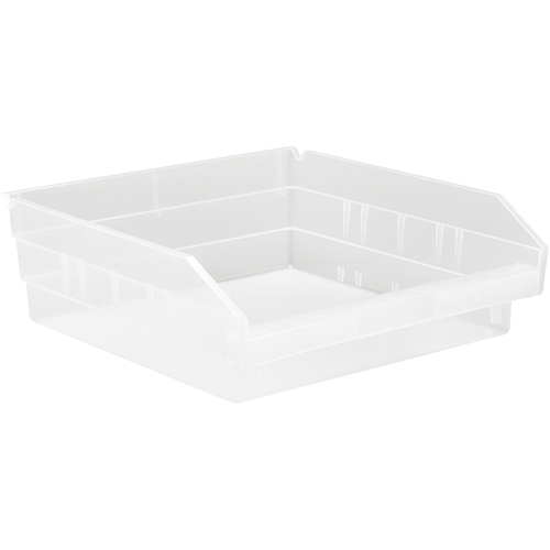 Shelf Bins, 11-1/8" W x 4" H x 11-5/8" D, Clear, 30 lbs. Capacity Chandler Sales