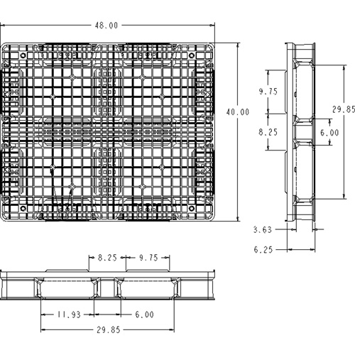 Palette en plastique RachoCell, Acc&egrave;s de Quatre c&ocirc;t&eacute;s, 48" lo x 40" la x 6-1/3" h Chandler Sales