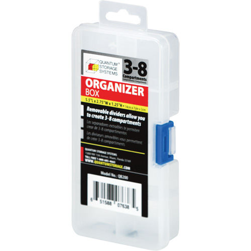Plastic Compartment Box, 2.75" W x 5.5" D x 1.25" H, 8 Compartments Chandler Sales