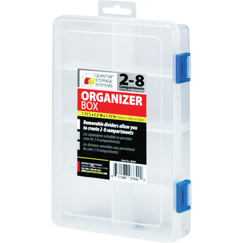Boîte &agrave; compartiments en plastique, 5,5" la x 7,75" p x 1,75" h, 8 compartiments Chandler Sales