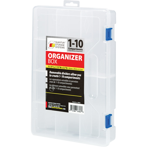 Plastic Compartment Box, 7.75" W x 11.75" D x 2.2" H, 10 Compartments Chandler Sales