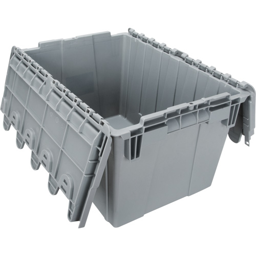 Flip Top Plastic Distribution Container, 21.65" x 15.5" x 12.5", Grey Chandler Sales