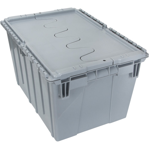 Flip Top Plastic Distribution Container, 21.65" x 15.5" x 12.5", Grey Chandler Sales