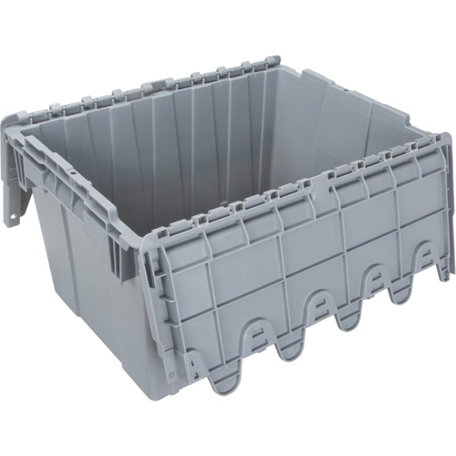 Flip Top Plastic Distribution Container, 21.65" x 15.5" x 12.5", Grey Chandler Sales
