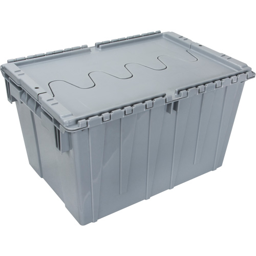 Flip Top Plastic Distribution Container, 21.65" x 15.5" x 12.5", Grey Chandler Sales