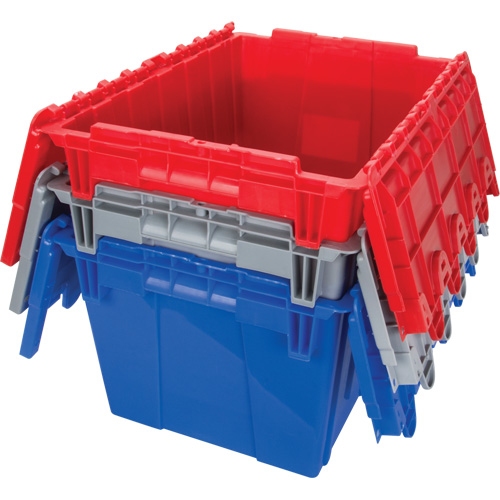 Flip Top Plastic Distribution Container, 21.65" x 15.5" x 12.5", Grey Chandler Sales