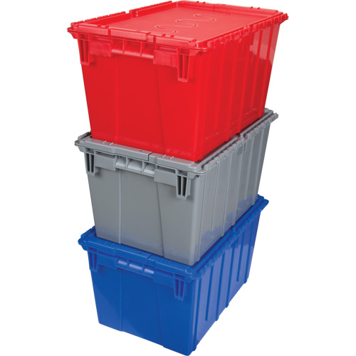 Flip Top Plastic Distribution Container, 21.65" x 15.5" x 12.5", Grey Chandler Sales