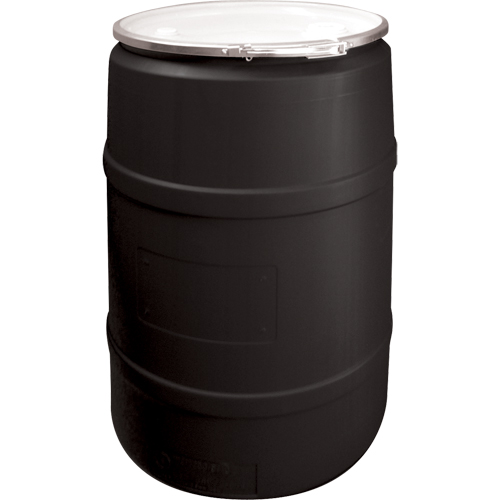 Polyethylene Drums, 55 US gal (45 imp. gal.), Open Top, Black Chandler Sales