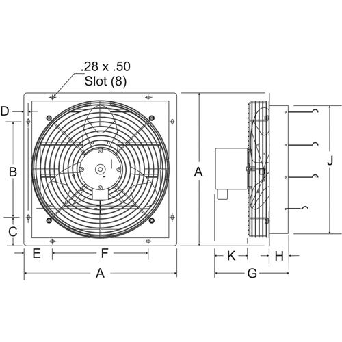 Ventilateurs d'&eacute;vacuation &agrave; volets, 2,5" p x 20" ha Chandler Sales