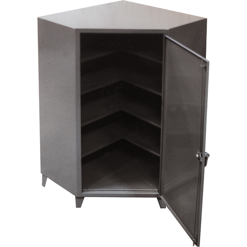 Corner Cabinets, Steel, 4 Shelves, 72" H x 48" W x 24" D, Grey Chandler Sales