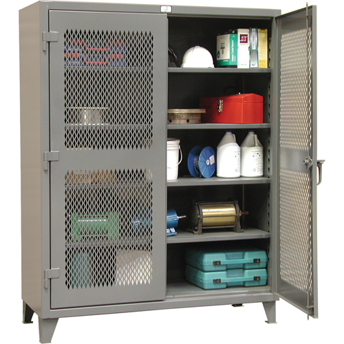 Armoires de rangement robustes ventil&eacute;es, 4 Tablettes, 72" h x 36" la x 24" p, Acier, Gris Chandler Sales