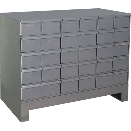 Industrial Drawer Cabinets With Base, 30 Drawers, 34-1/8" W x 12-1/4" D x 26-7/8" H, Grey Chandler Sales