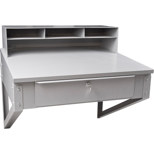 Wall-Mounted Shop Desk, 34-1/2" W x 28" D x 31" H, Grey Chandler Sales