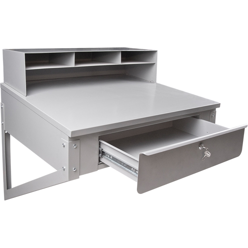 Wall-Mounted Shop Desk, 34-1/2" W x 28" D x 31" H, Grey Chandler Sales