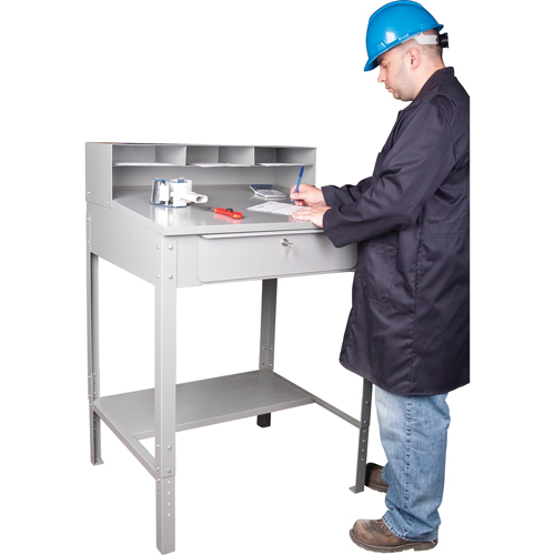 Open Floor Style Shop Desk, 34-1/2" W x 30" D x 53" H, Grey Chandler Sales