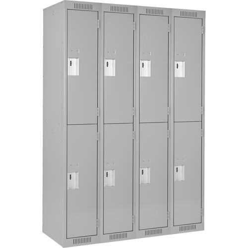 Clean Line Lockers, 2 -tier, Bank of 4, 48" x 18" x 72", Steel, Grey, Rivet (Assembled) Chandler Sales