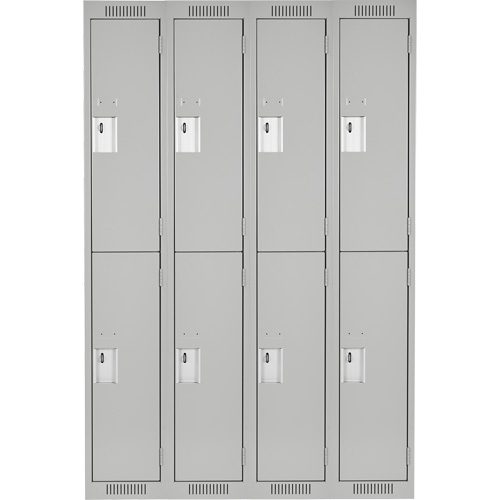 Clean Line Lockers, 2 -tier, Bank of 4, 48" x 18" x 72", Steel, Grey, Rivet (Assembled) Chandler Sales