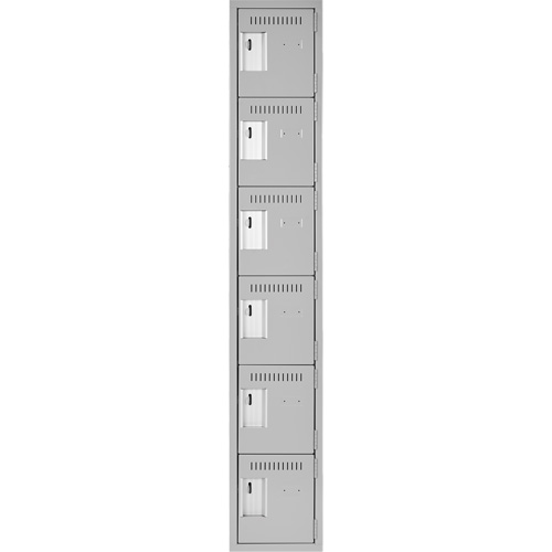 Clean Line Lockerettes, 6 -tier, 12" x 18" x 72", Steel, Grey, Rivet (Assembled) Chandler Sales