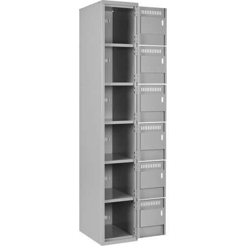 Clean Line Lockerettes, 6 -tier, Bank of 3, 36" x 18" x 72", Steel, Grey, Rivet (Assembled) Chandler Sales