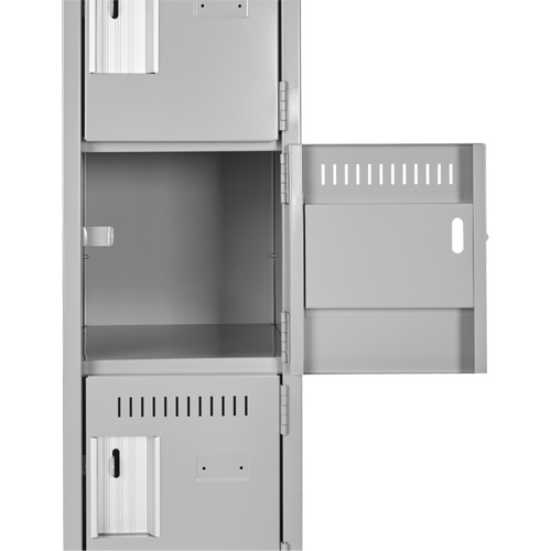 Clean Line Lockerette, 6 -tier, Bank of 4, 48" x 18" x 78", Steel, Beige, Rivet (Assembled) Chandler Sales