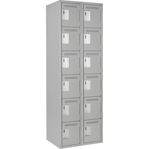 Clean Line Lockerettes, 6 -tier, Bank of 2, 24" x 18" x 72", Steel, Grey, Rivet (Assembled) Chandler Sales