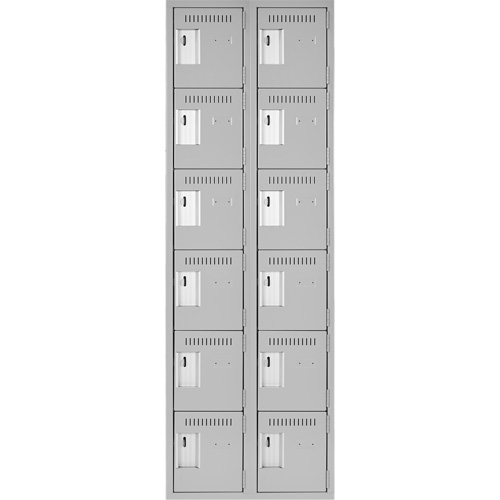Clean Line Lockerettes, 6 -tier, Bank of 2, 24" x 18" x 72", Steel, Grey, Rivet (Assembled) Chandler Sales