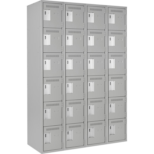Clean Line Lockerettes, 6 -tier, Bank of 4, 48" x 18" x 72", Steel, Grey, Rivet (Assembled) Chandler Sales