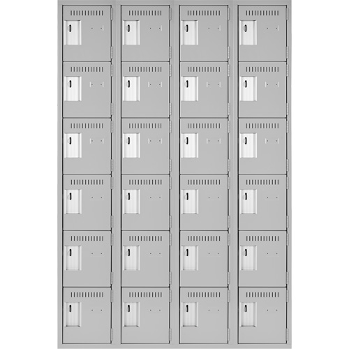 Clean Line Lockerettes, 6 -tier, Bank of 4, 48" x 18" x 72", Steel, Grey, Rivet (Assembled) Chandler Sales