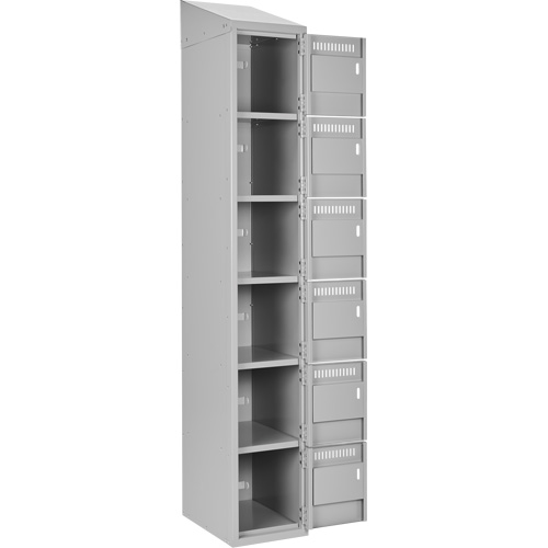 Clean Line Lockerette , 6 -tier, Bank of 4, 48" x 18" x 78", Steel, Grey, Rivet (Assembled) Chandler Sales