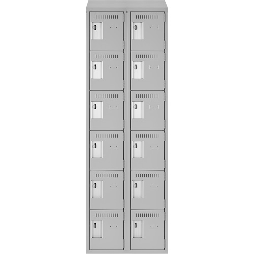 Clean Line Lockerette , 6 -tier, Bank of 2, 24" x 18" x 78", Steel, Grey, Rivet (Assembled) Chandler Sales