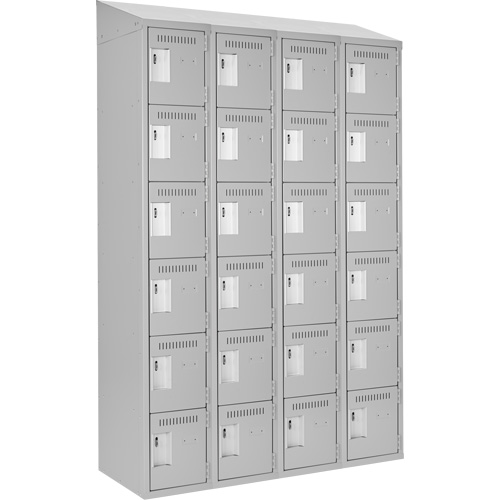 Clean Line Lockerette , 6 -tier, Bank of 4, 48" x 18" x 78", Steel, Grey, Rivet (Assembled) Chandler Sales