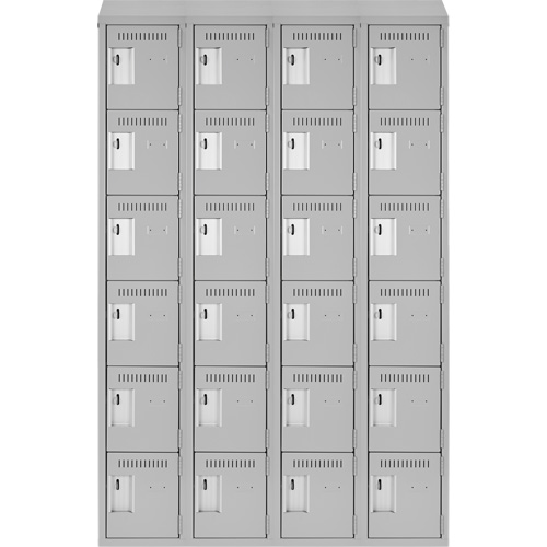 Clean Line Lockerette , 6 -tier, Bank of 4, 48" x 18" x 78", Steel, Grey, Rivet (Assembled) Chandler Sales