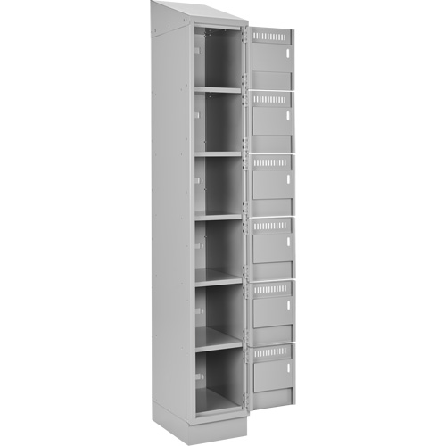 Clean Line Lockerette, 6 -tier, Bank of 3, 36" x 18" x 82", Steel, Grey, Rivet (Assembled) Chandler Sales