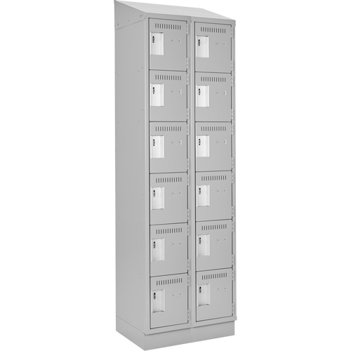 Clean Line Lockerette, 6 -tier, Bank of 2, 24" x 18" x 82", Steel, Grey, Rivet (Assembled) Chandler Sales