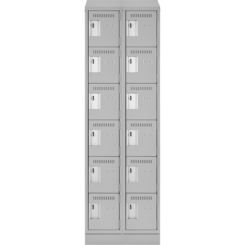 Clean Line Lockerette, 6 -tier, Bank of 2, 24" x 18" x 82", Steel, Grey, Rivet (Assembled) Chandler Sales