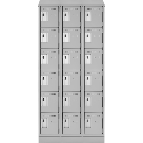 Clean Line Lockerette, 6 -tier, Bank of 3, 36" x 18" x 82", Steel, Grey, Rivet (Assembled) Chandler Sales