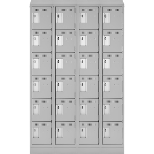 Clean Line Lockerette, 6 -tier, Bank of 4, 48" x 18" x 82", Steel, Grey, Rivet (Assembled) Chandler Sales