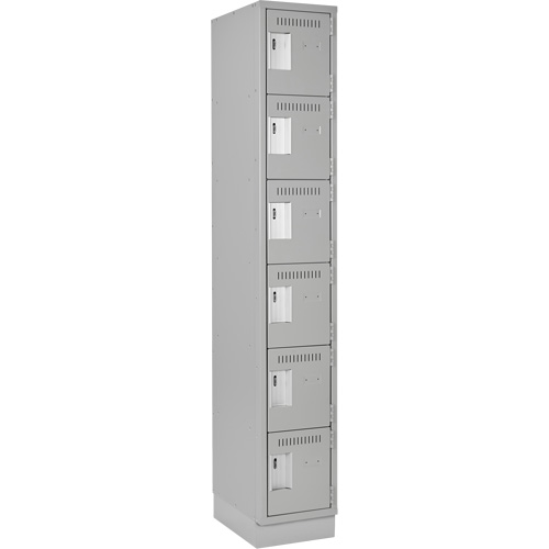 Clean Line Lockerette, 6 -tier, 12" x 18" x 76", Steel, Grey, Rivet (Assembled) Chandler Sales